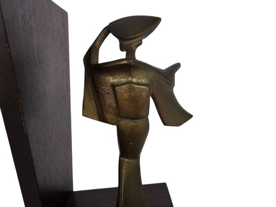 Image 1 of Vintage - Brutalist - Japanese bookends - Geishas - gilded - 2nd half of the 20th century