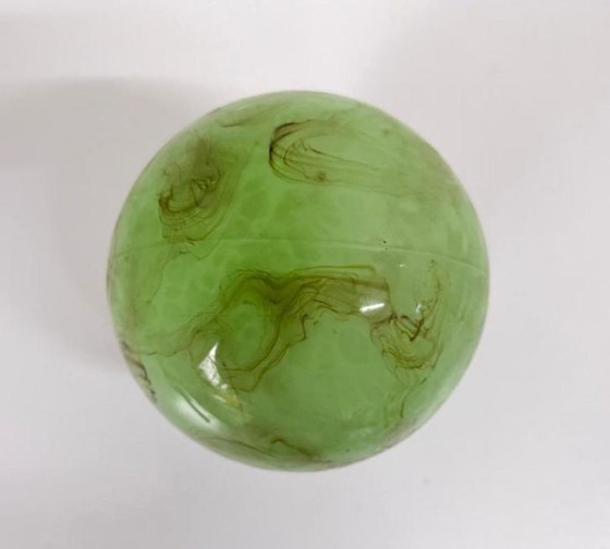 Image 1 of Globe lumineux vintage vert marbré pour plafond, style Art déco, Thabur
