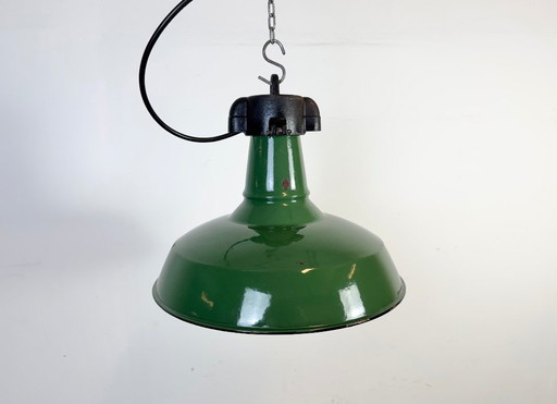 Industrial Green Enamel Factory Pendant Lamp, 1960s