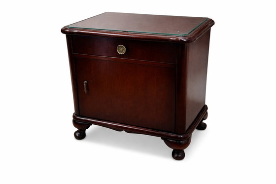 Image 1 of Tavolino laterale laccato vintage con piano in vetro