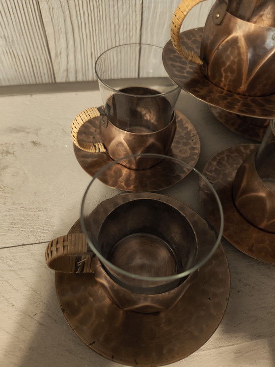 Image 1 of 5 vintage koperen theeglazen 
