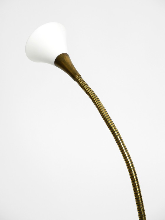 Image 1 of 1980s Brass Halogen Table Lamp by Florian Schulz Model Esa with Gooseneck