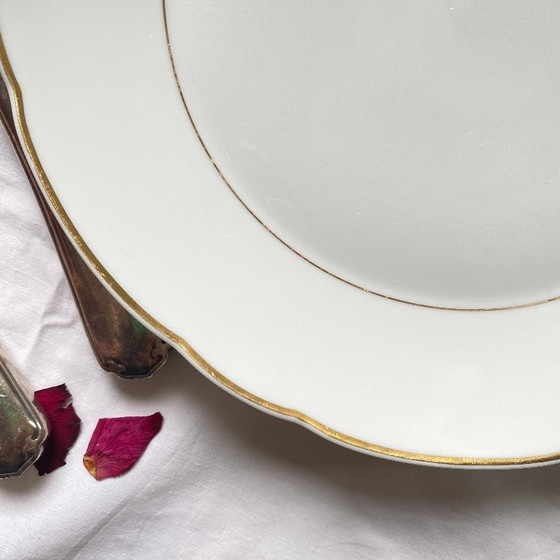 Image 1 of Limoges porcelain serving platter with gilt decoration, Bernardaud Ronsard pattern