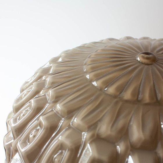 Image 1 of 1940s Portuguese Art Deco Table Lamp with Gray Opaline Shade