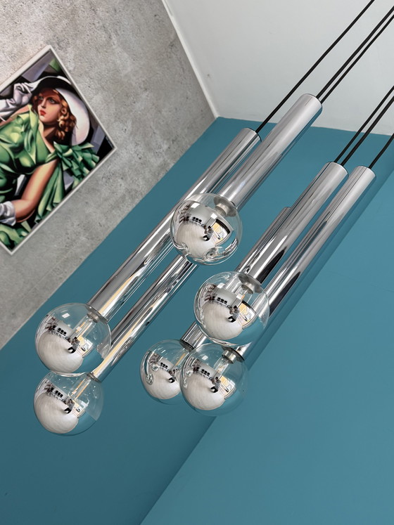 Image 1 of Hanglamp in ruimtetijdstijl van Motoko Ishii voor Staff, 170 cm, jaren 70.