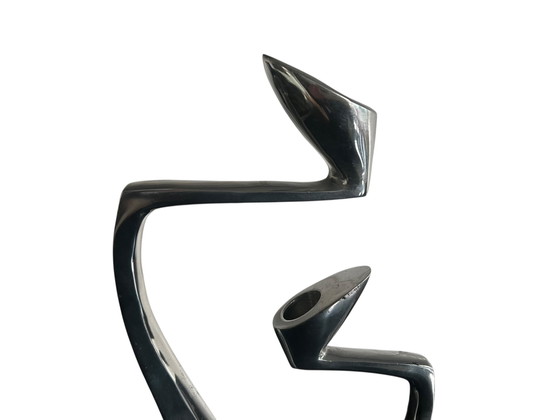 Image 1 of Set van twee Arclumis Swan kandelaars Matthew Hilton Londen aluminio