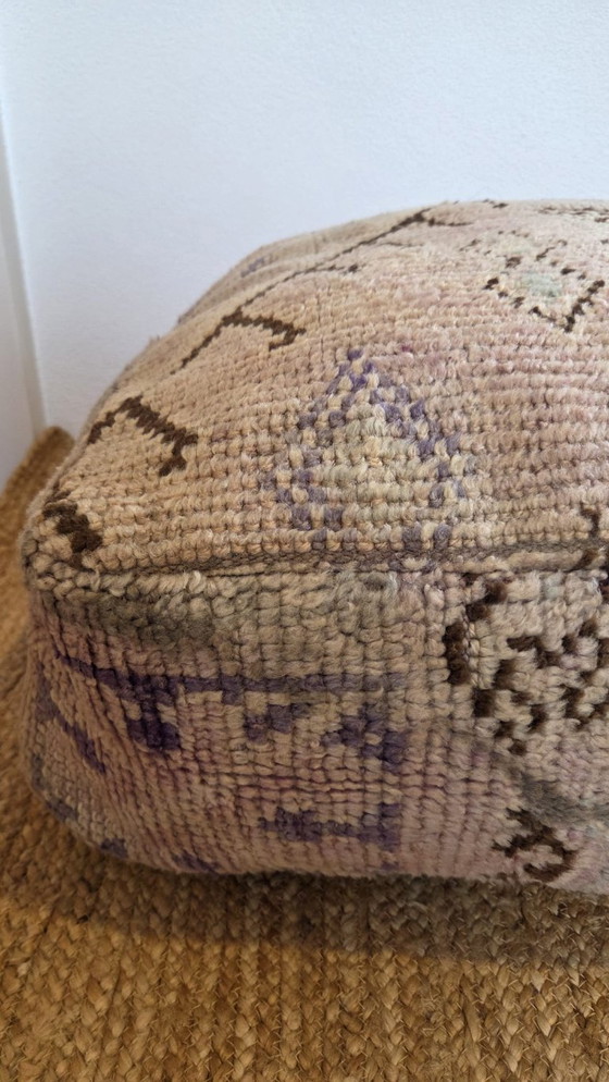 Image 1 of Moroccan pouf, vintage purple seat cushion