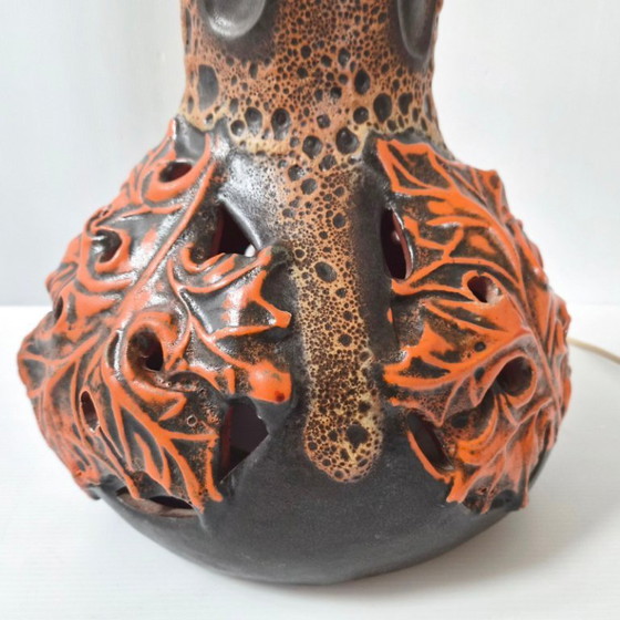 Image 1 of BELANGRIJKE VINTAGE KERAMISCHE LAMP UIT 1970 MET DUBBELE ONTSTEKING, JAREN 70, WEST-DUITSLAND