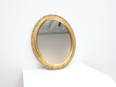 Vintage Mirror / wood glass / gold / round Italy (photo 5 of 5)