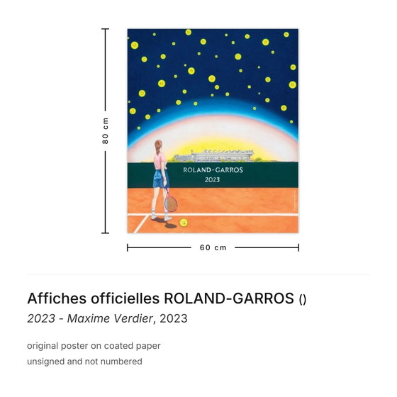 Image 1 of Cartel oficial ROLAND-GARROS Maxime Verdier 2023