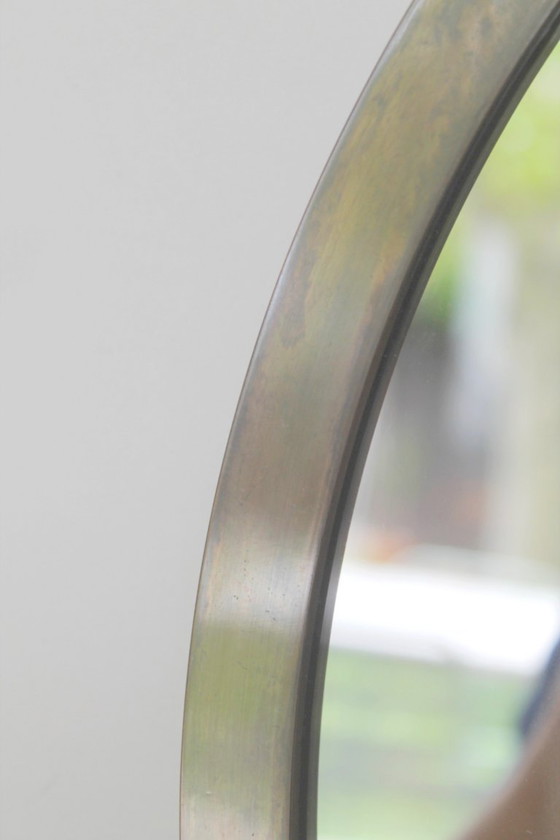 Image 1 of Specchio da parete ovale, cornice in bronzo fuso, stile vintage anni '80
