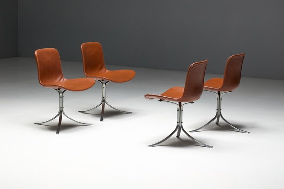 Image 1 of PK9 First Edition Esszimmerstühle von Poul Kjærholm für E. Kold Christensen, Dänemark, 1960er Jahre