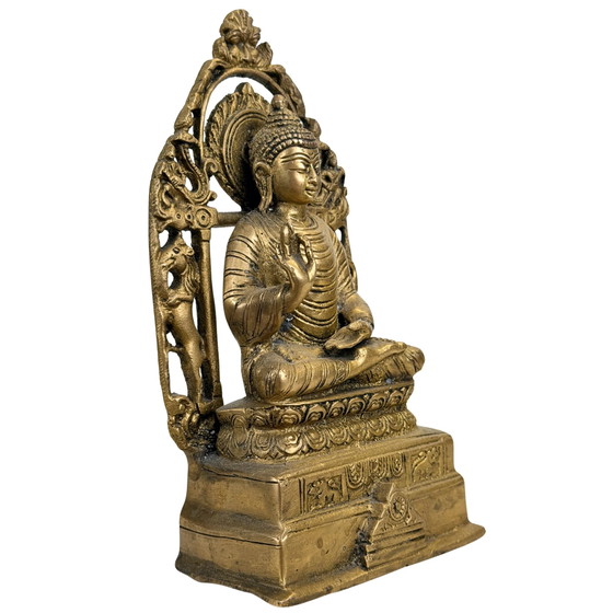 Antica statua indiana di Buddha in rame con Torana – XX secolo – Sculture (photo 5 of 10)
