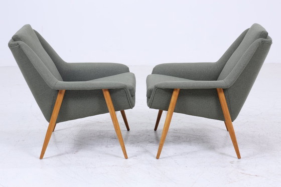 Image 1 of 2 Vintage Armlehnsessel von Wilhelm Knoll für Cassina  60er Jahre | Design Mid Century Stuhl Olivgrün Retro Holz  70er #08-18