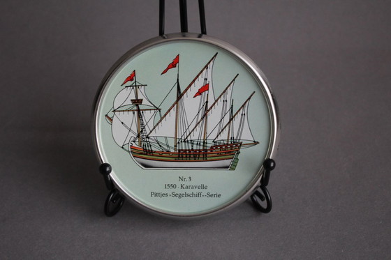 Image 1 of Maritime metal coasters for glasses No. 1 to 8 Pittjes sailing ship series