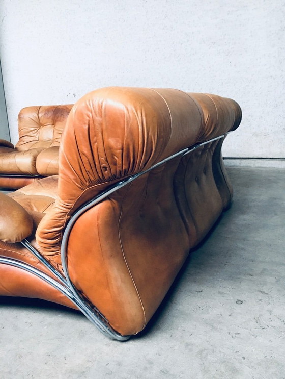 Image 1 of Midcentury Modern Italian Design 'COROLLA' Leather Sectional Sofa by I.P.E. Italy 1970's