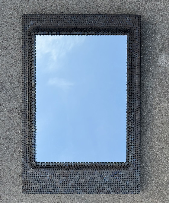 Image 1 of Brutalist style studded mirror from the 1950s