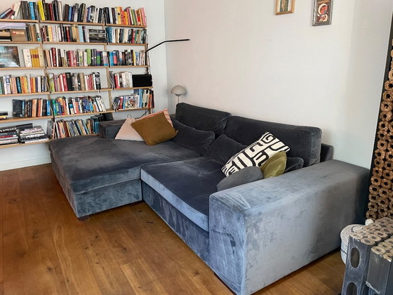 Mega blue velvet lounge sofa Homestock – Corner sofas, Wood (photo 3 of 8)