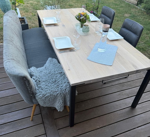 Design dining table ASCO FERRO LINE 220 cm solid oak - new