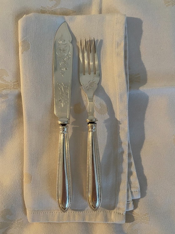 Image 1 of Ensemble de 12 couverts à poisson Biedermeier