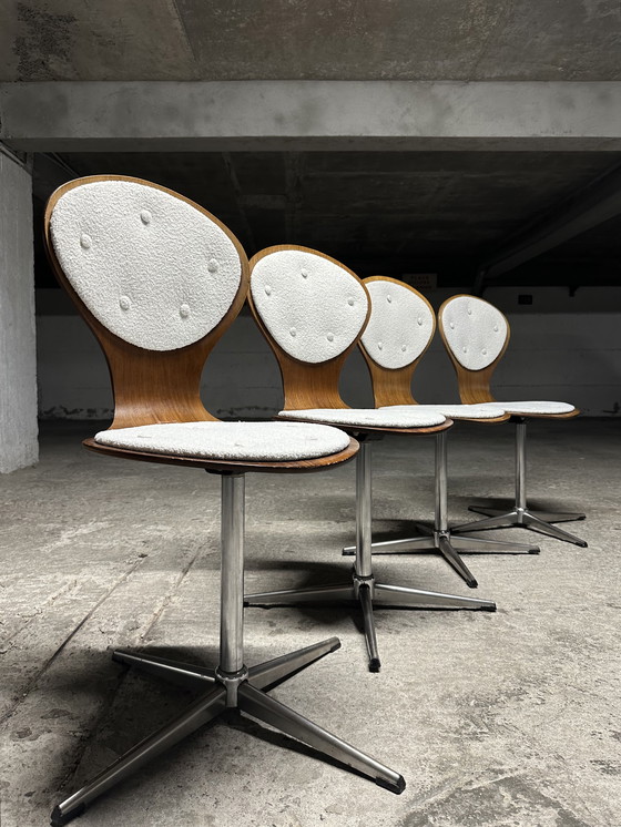 Image 1 of Ensemble de 4 chaises vintage en bois courbé et placage de bois de rose par Elmar Flötotto, Allemagne 1960