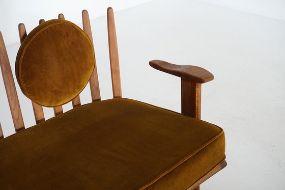 Image 1 of Divano a due posti in quercia di Guillerme et Chambron per Votre Maison, Francia anni &#39;50