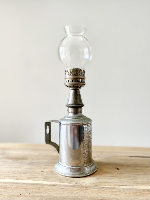 Antique French Pigeon Oil Lamp · 19th Century · Pewter · Original Glass Globe · Genuine Guaranteed