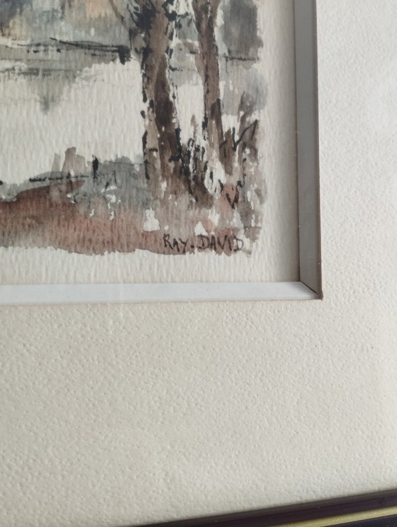 Image 1 of RAY DAVID, Autumn Landscapes. Pair of framed watercolors.