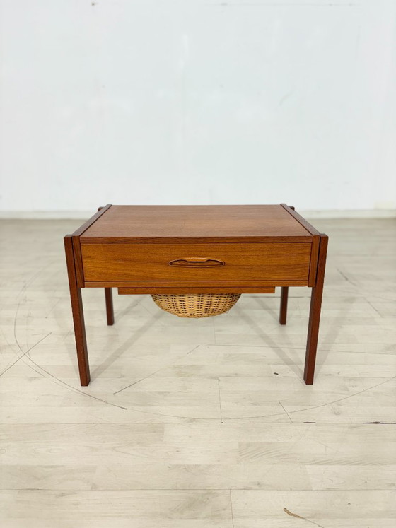 Image 1 of Beautiful mid-century teak sewing table / 1960s chest of drawers / teak chest of drawers / vintage side table