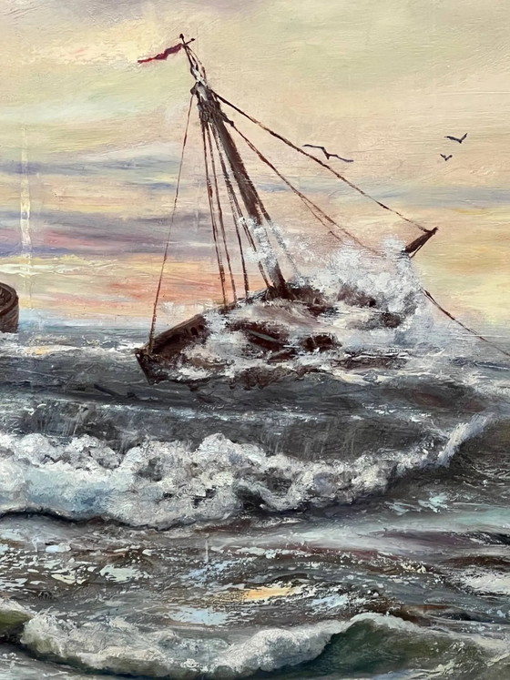 A. Claessens. Seascape. Large format. – Paintings & Drawings, Canvas (photo 4 of 14)