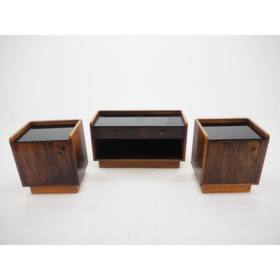 Image 1 of Set of 3 vintage opaque glass night stands, 1950