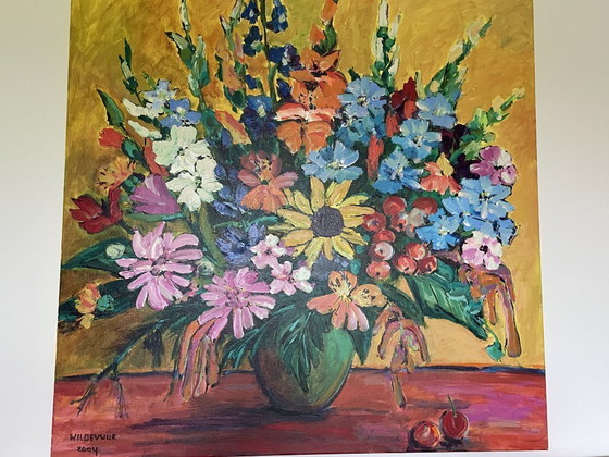 Image 1 of Maya Wildevuur original, on canvas "large colorful bouquet"