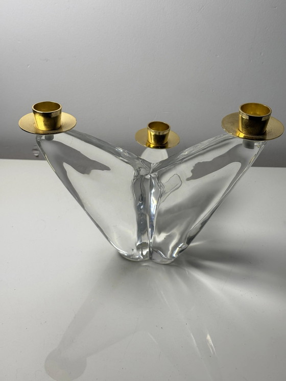 Lampadario modernista in cristallo massiccio e ottone – Firmato Schneider 1960 – Portacandele, Vetro, Design (photo 9 of 13)