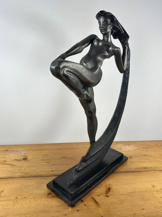 Image 1 of Regule statue "The Dancer with Drapery" signed A. Danel 1990