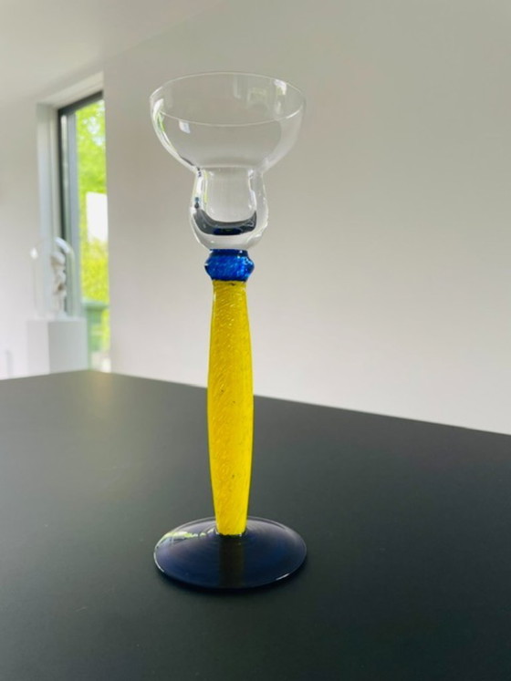 Image 1 of Candelabro vintage di design italiano in vetro Memphis x Murano.