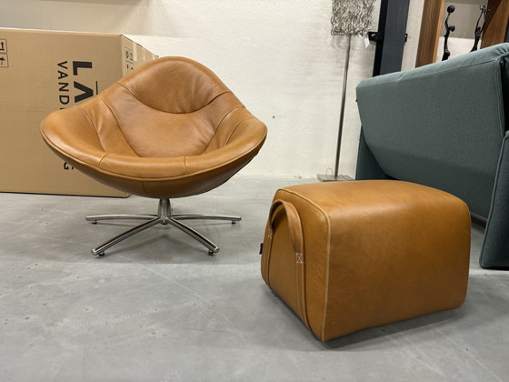 Image 1 of Label Vandenberg Hidde Draaifauteuil met poef Bovino naturel leer 