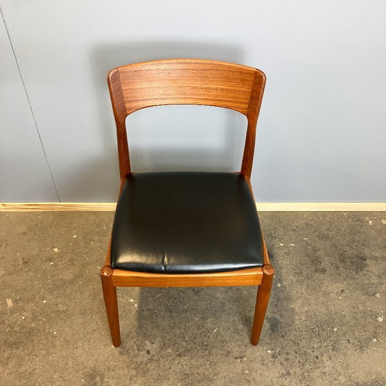 Image 1 of Juego de 6 sillas de comedor de Henning Kjaernulf para Korup Stolefabrik, teca y cuero, años 60