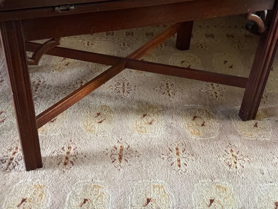 Buttlertisch, Holz Beistelltisch mit Klappfunktion, Beistelltische, Messing, Braun (Foto 4 von 5)