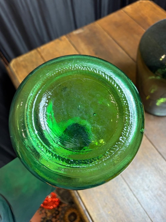 Image 1 of Set of 2 Beautiful Large Vintage Dame-Jeannes / Demijohns (Green Glass)