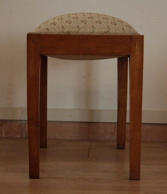Image 1 of Vintage stool-bench in solid walnut wood, 1950s-60s
