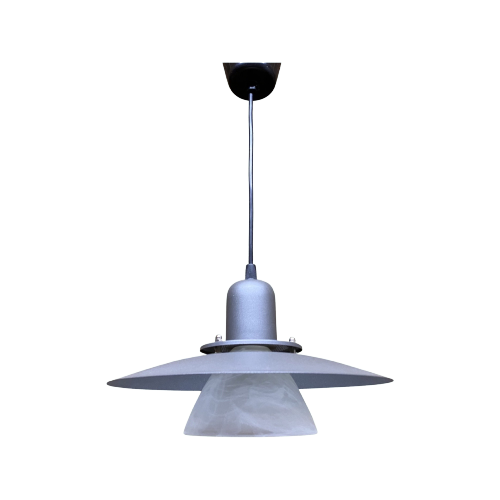 Vintage hanglamp van metaal/glas