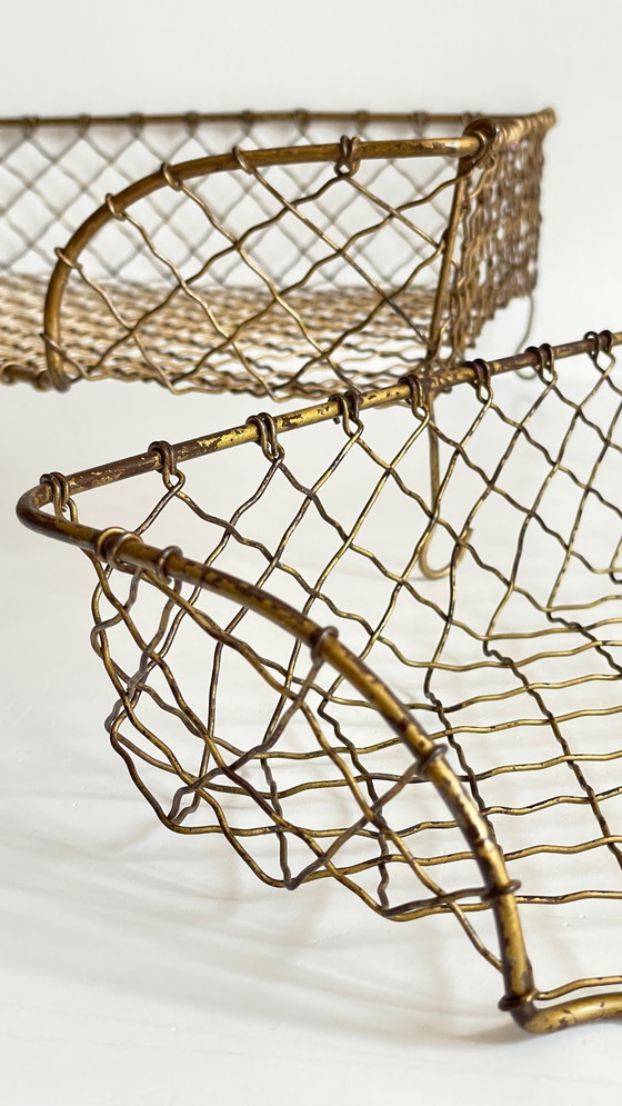 Image 1 of Cestini impilabili in filo di ottone francese vintage