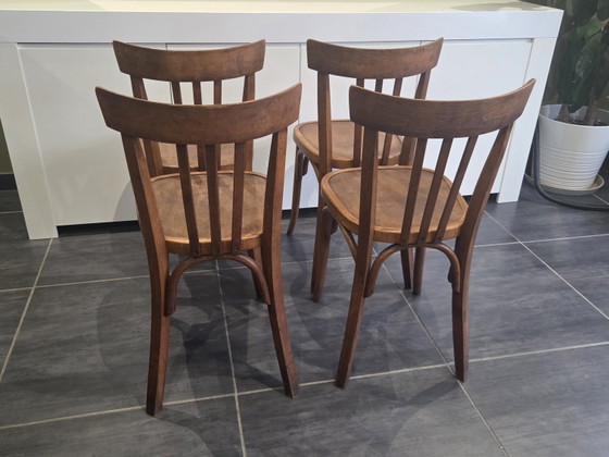 Set van 4 vintage Fischel bistrostolen uit de jaren 70. – Eetkamerstoelen, Wood (photo 5 of 10)