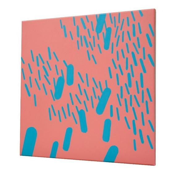 Image 1 of Dipinto originale, complementare rosso-turchese 008B, pezzo unico, 50x50cm su tela