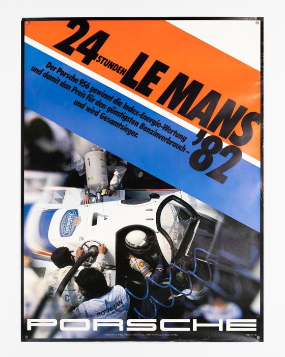 Image 1 of 24 Stunden Le Mans 82 – 1982 – Original Vintage Motorsport Poster by Erich Strenger – Porsche 956 Group C Racing – 102x76 cm