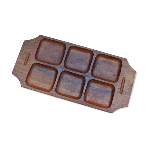 Scandinavian vintage aperitif teak platter – tafelaccessoires