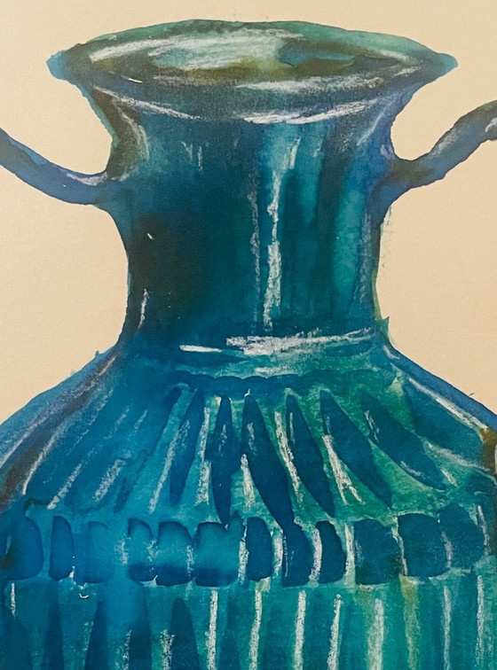 Image 1 of Dipinto ad acquerello e inchiostro firmato Wabi Sabi China Vase