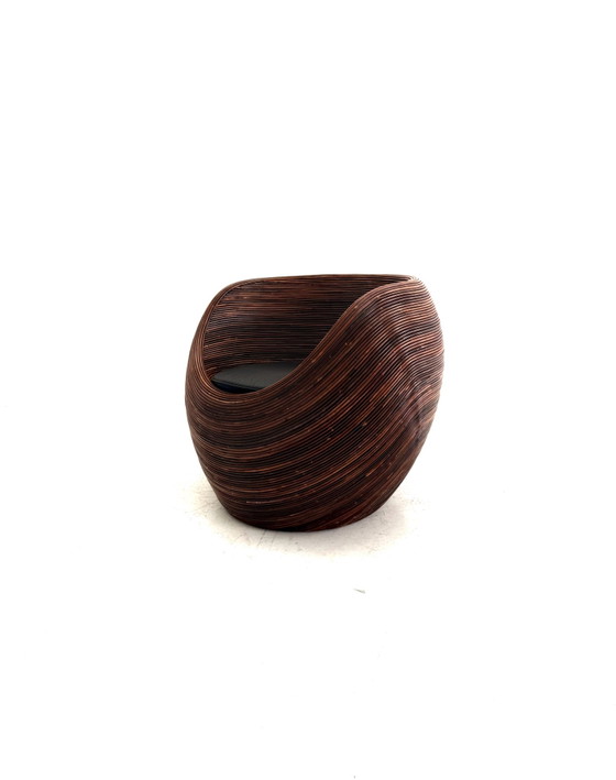 Poltrone vintage in rattan a matita, Gabrielle Crespi ‘80 – Legno, Pelle (photo 4 of 9)