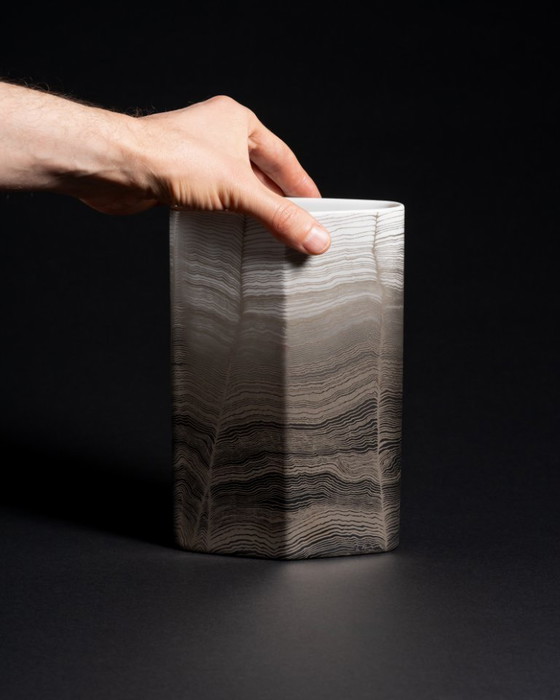 Image 1 of Glam Chic Vintage Rare Alain Le Foll × Rosenthal "Chiffon" Porcelain Vase Duo