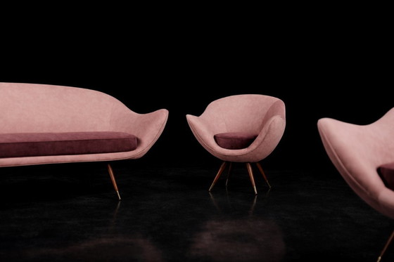 Image 1 of Vintage Mid-Century Space Age Velours Loungeset van Paged, 1972, set van 3